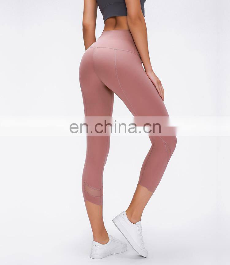 Top Quality Nylon Spandex Nude Feeling Women Yoga Wear Custom 3/4 length training yoga pants