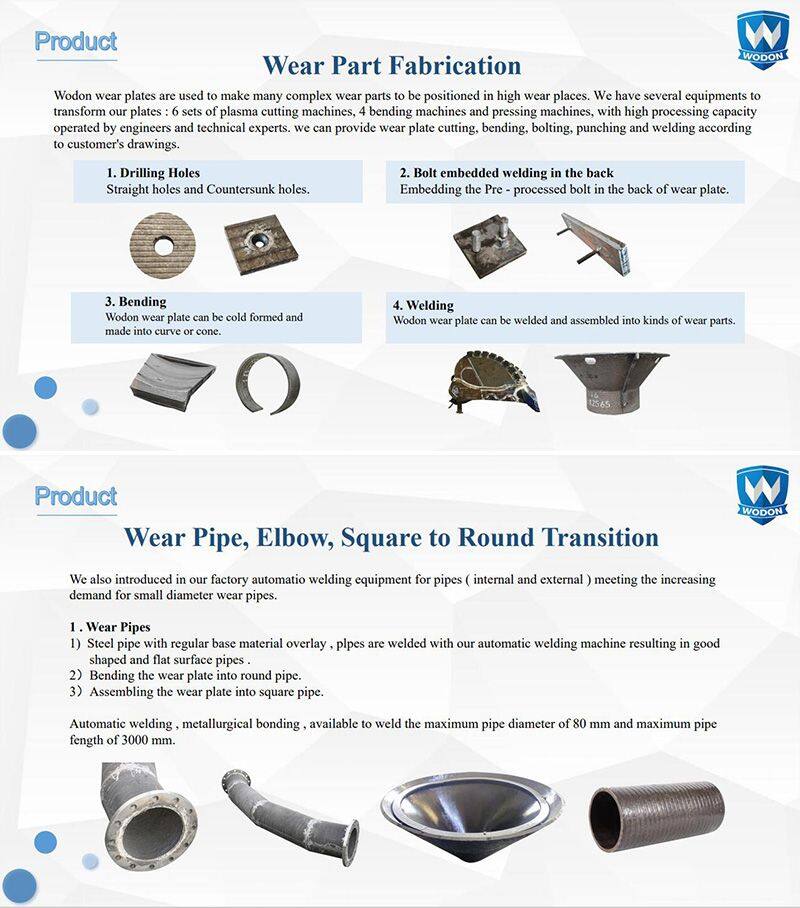 Abrasion pipe elbows chromium carbide overlay plate for coal chutes