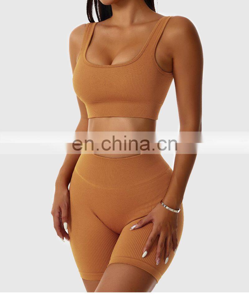 Factory Sale 4 Pcs Push Up Leggings Breathable Gym Fitness Sets Womens Sports Bras