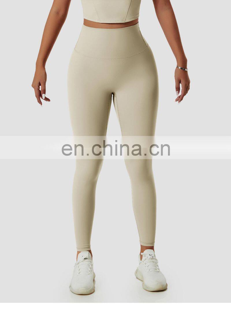 Custom Solid Yoga Leggings Without T Line Women Breathable Scrunch Butt Sport Pants