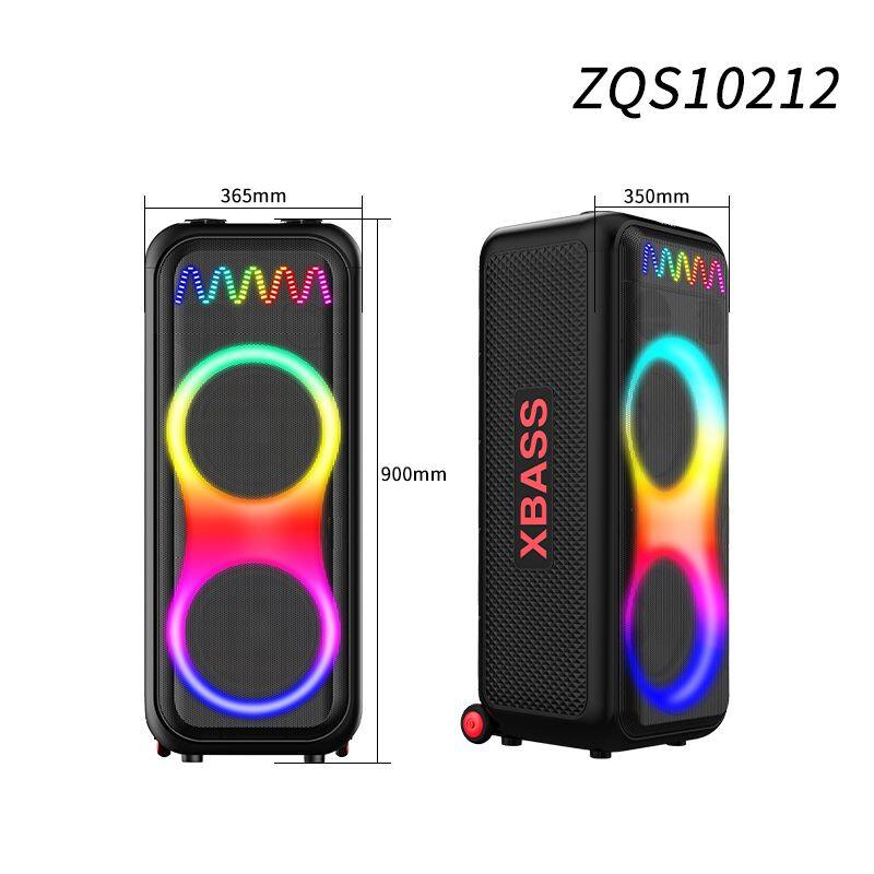 ZQS10212 super power 120W wireless 10-inch*2  deep bass OEM party speaker with colorful lights