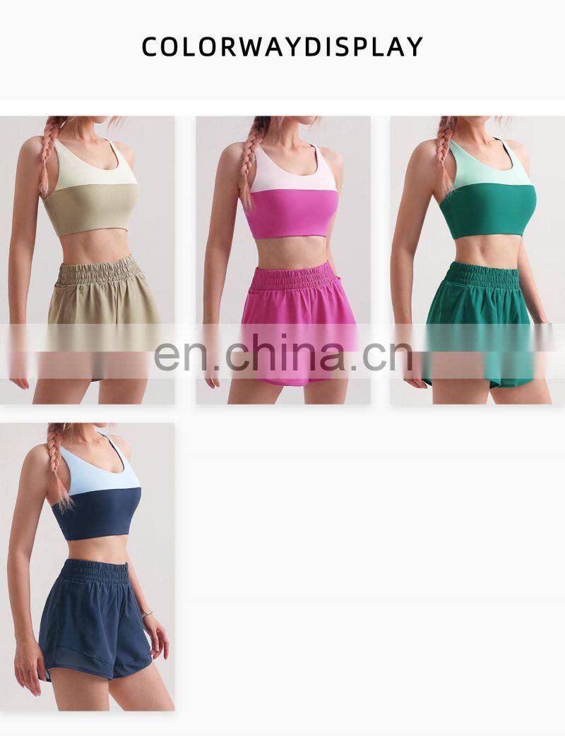 New Style Women Contrast Color Sports Fitness Bras Cross Back Gym Workout Tops