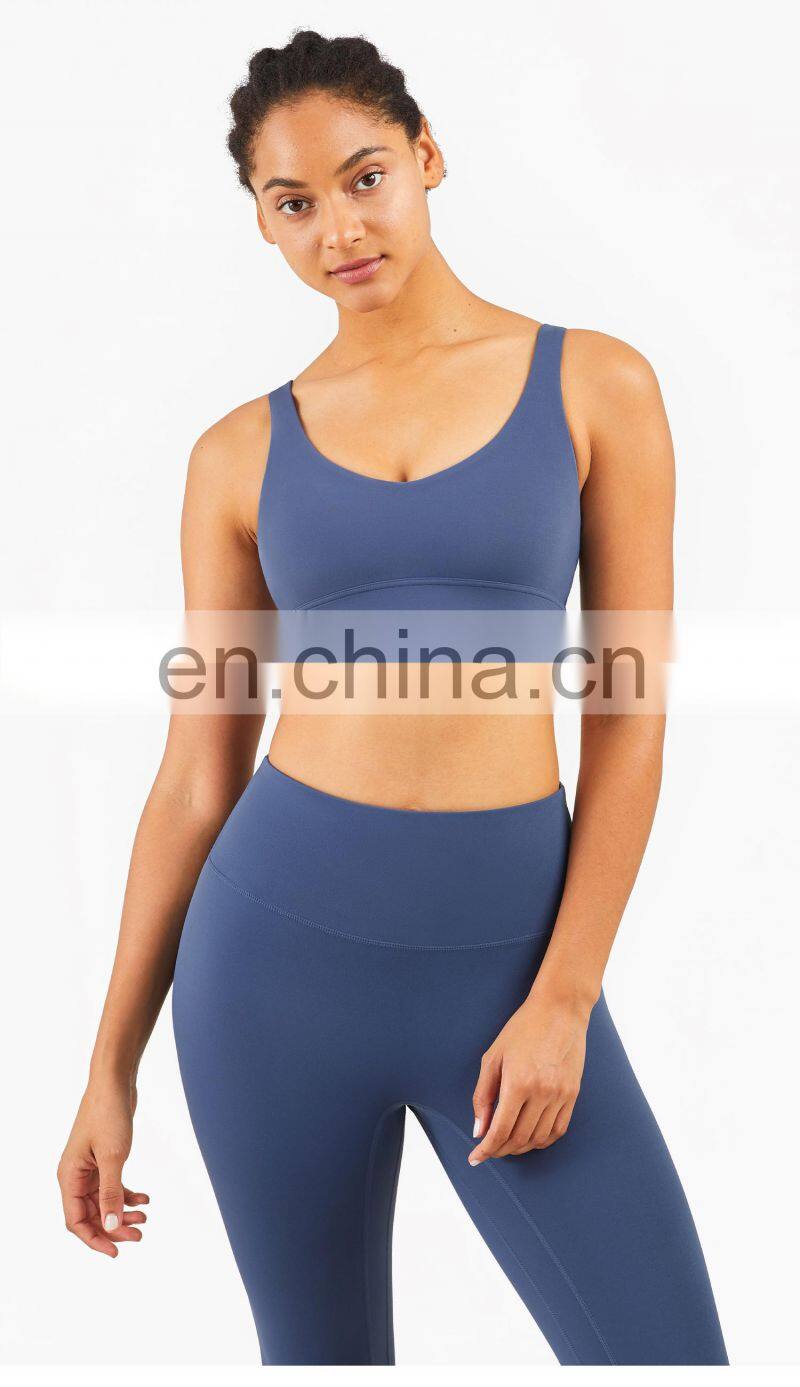 LOLOLULU Private Label Women Gym Yoga Bra V Neck Tank Top Fitness Athletic Clothes