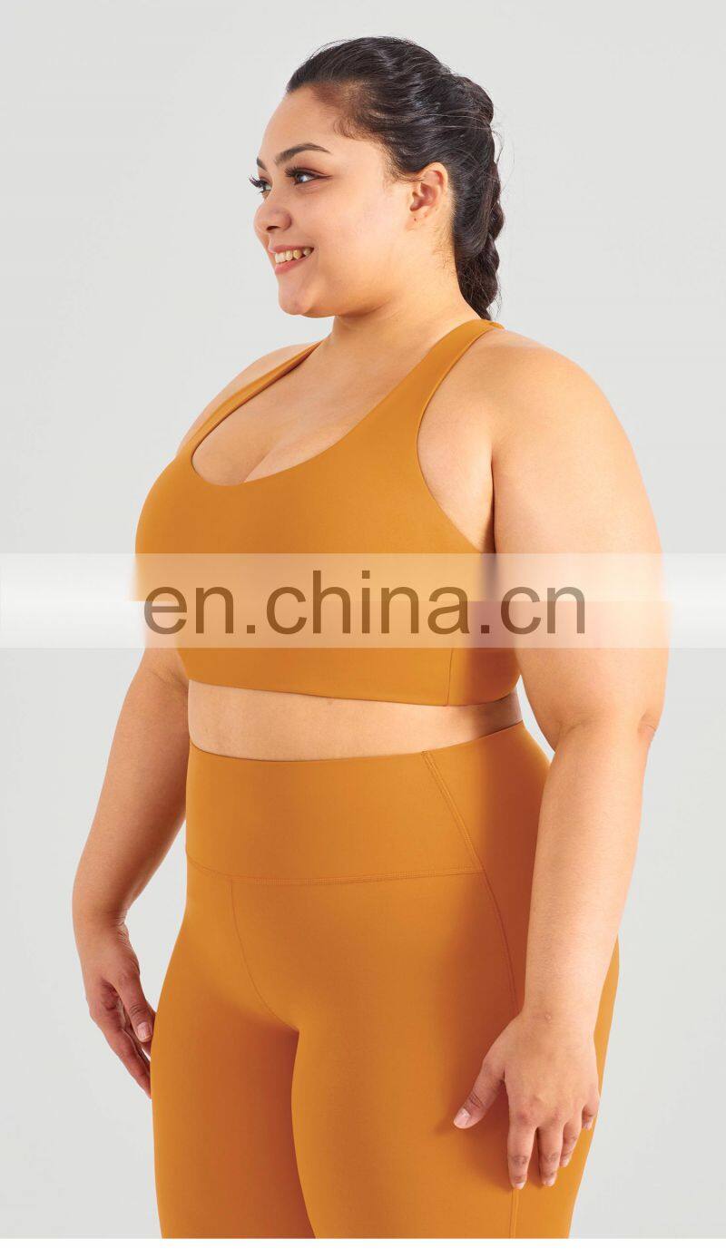 2022 High Impact Shockproof Cross Back Sports Bra Plus Size Women Gym Fitness Yoga Top