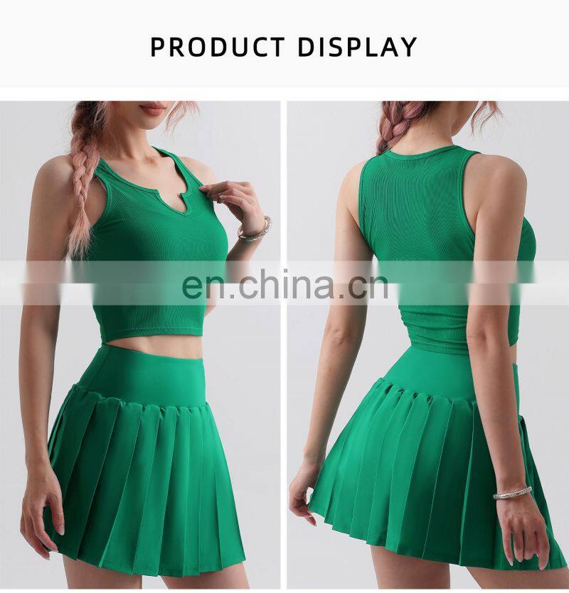 Wholesale Ribbed V Neck Crop Women Tank Tops High Elastic Gym Casual Sports Vest