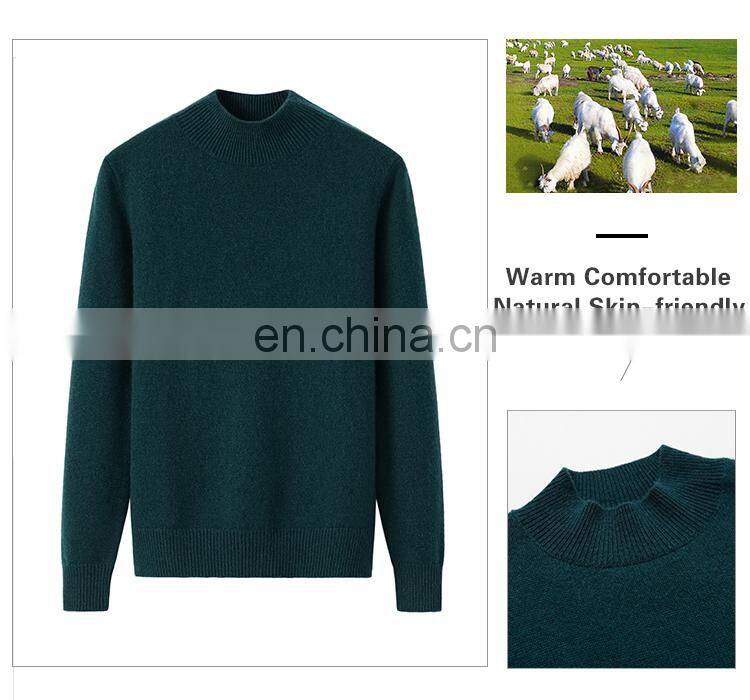 Women's Custom Logo Basic Pullover Thick Half Collar 100% Pure Cashmere Sweater Knitted Solid Pattern Casual Style Winter Season