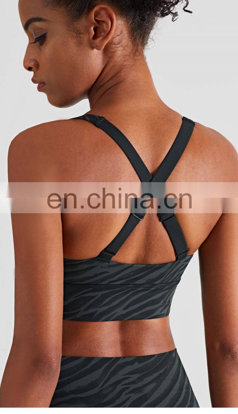 2022 Tie Dye Custom Women Nude Yoga Bra For Running Athletic Shockproof Padded Sports Bra