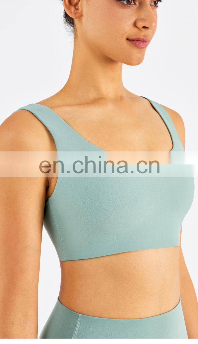 US Size High Stretch Yoga Bra Full Cover Fitness Sexy Woman Sports Bra Top Fitness Square Neck