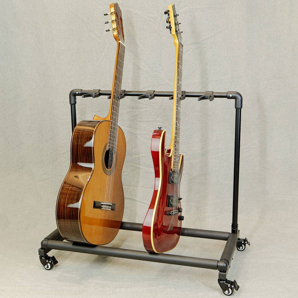 5Head Multi Folding Guitar Rack Floor Display Guitar Stand for Electric Bass Acoustic Guitars Black