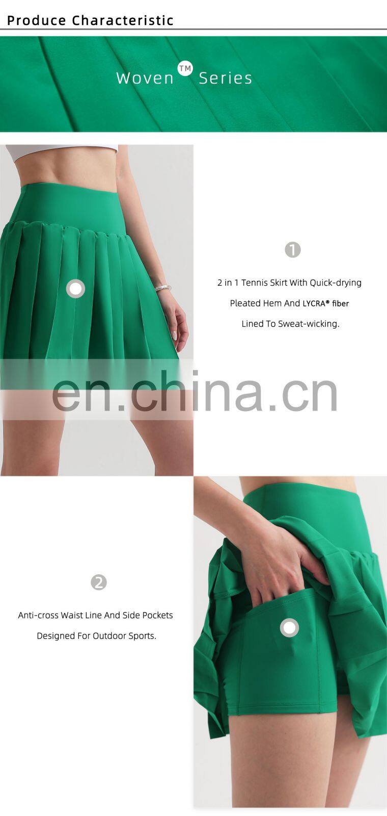 Newly 2 In 1 Pleated Tennis Skirt Quick Drying Sports Skirts Shorts With Side Pockets