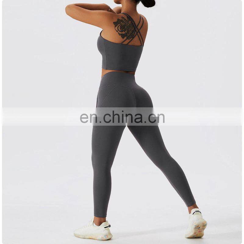 Winter Warm Cross Backless Feminino Fitness Fleece Sports Bras Custom Sling Yoga Crop Tops