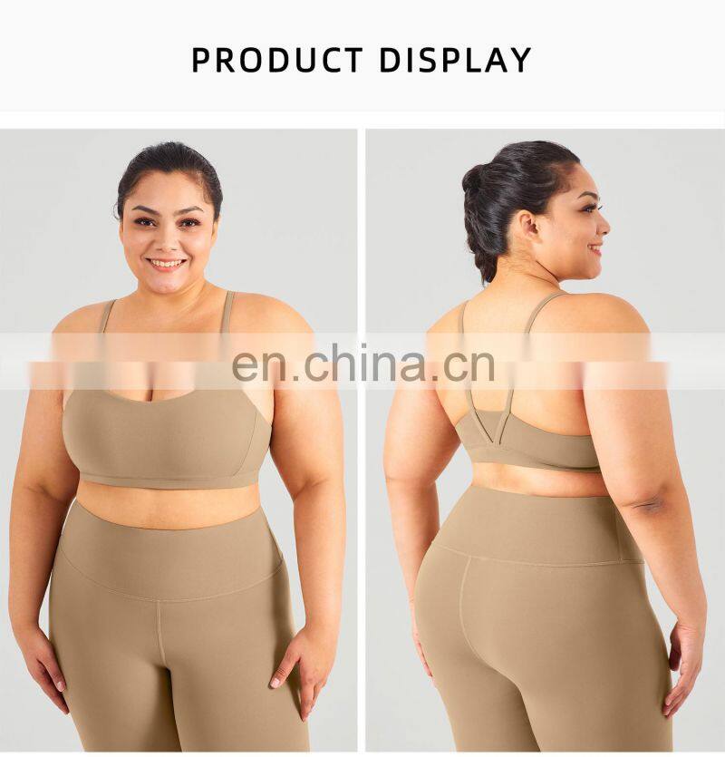 Hot Sale V Back Nude Sport Yoga Bra Sexy Woman Eco Gym Figym Fitness Top