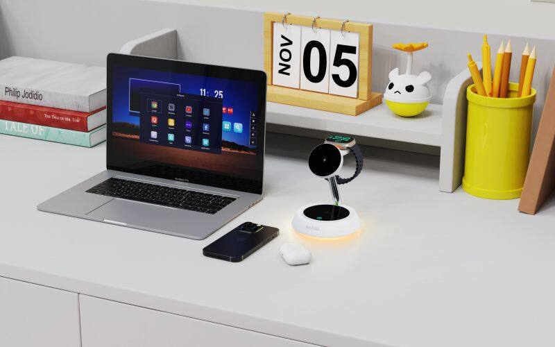 3-in-1 Multifunctional Magnetic Wireless Charger with LED Lamp Holder Integrated Multi-Feature Solution