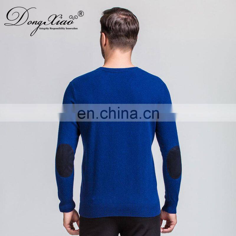 High Quality 100% Merino Wool V-Neck Knitted Sweater for Men Basic Style Plus Size Solid Pattern
