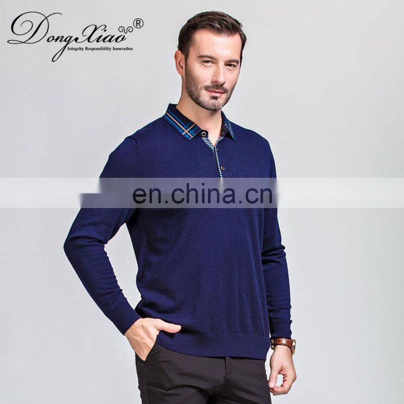 100% Merino Wool Sweater for Men Lightweight Long Sleeve Pullover Winter Knitted T-shirt 16gg