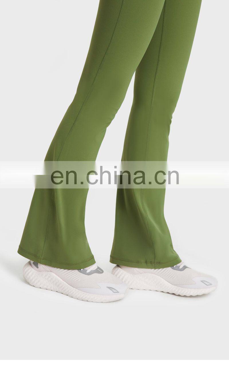 Custom High Waist Flare Running Fitness Pants Scrunch Butt Yoga Breathable Leggings