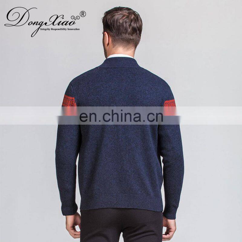 Men's Winter Wool Zipper Knit Cardigan Wholesale Crew Neck Jacket Sweater