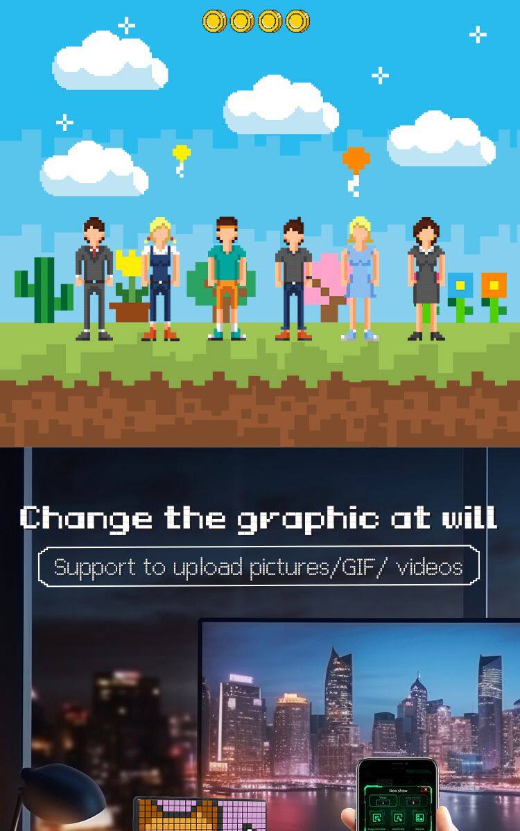 16x16 32x32 64x64 App Control Led Art Pixel Display Picture Frame Digital Pixel Dot Screen Art Display Screen for Desk