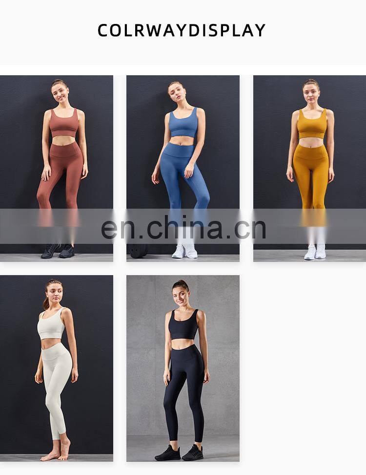High Quality Workout Outfits Ribbed 2 Piece Yoga Set High Impact Support Wirefree Gym Set Women