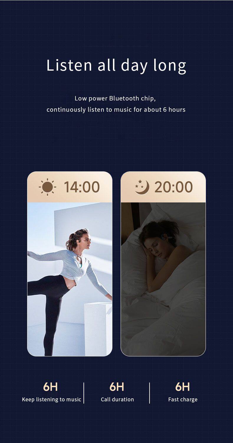 Bluetooth Wireless Headphones Bone Conduction Sports Earphones IP56 Headset Stereo Hands-free with microphone For Running