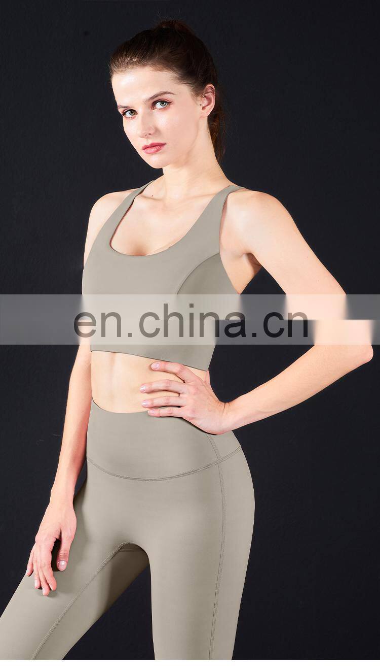 High Impact Women Workout Tops Fitness Sports Bra Hollow Ross Back Running Gym Yoga Bra