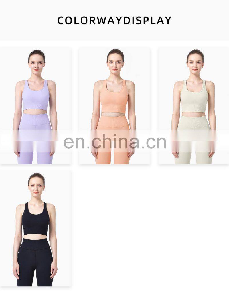 Custom Eco High Impact Seamless Sports Racer Back Gym Sexy Bra Women Plus Size Yoga Top