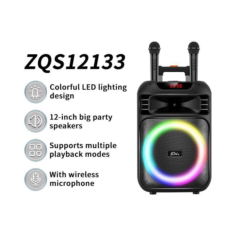 ZQS12133 OEM active big 60W power single 12 inches wireless bluetooth speaker with colorful lights