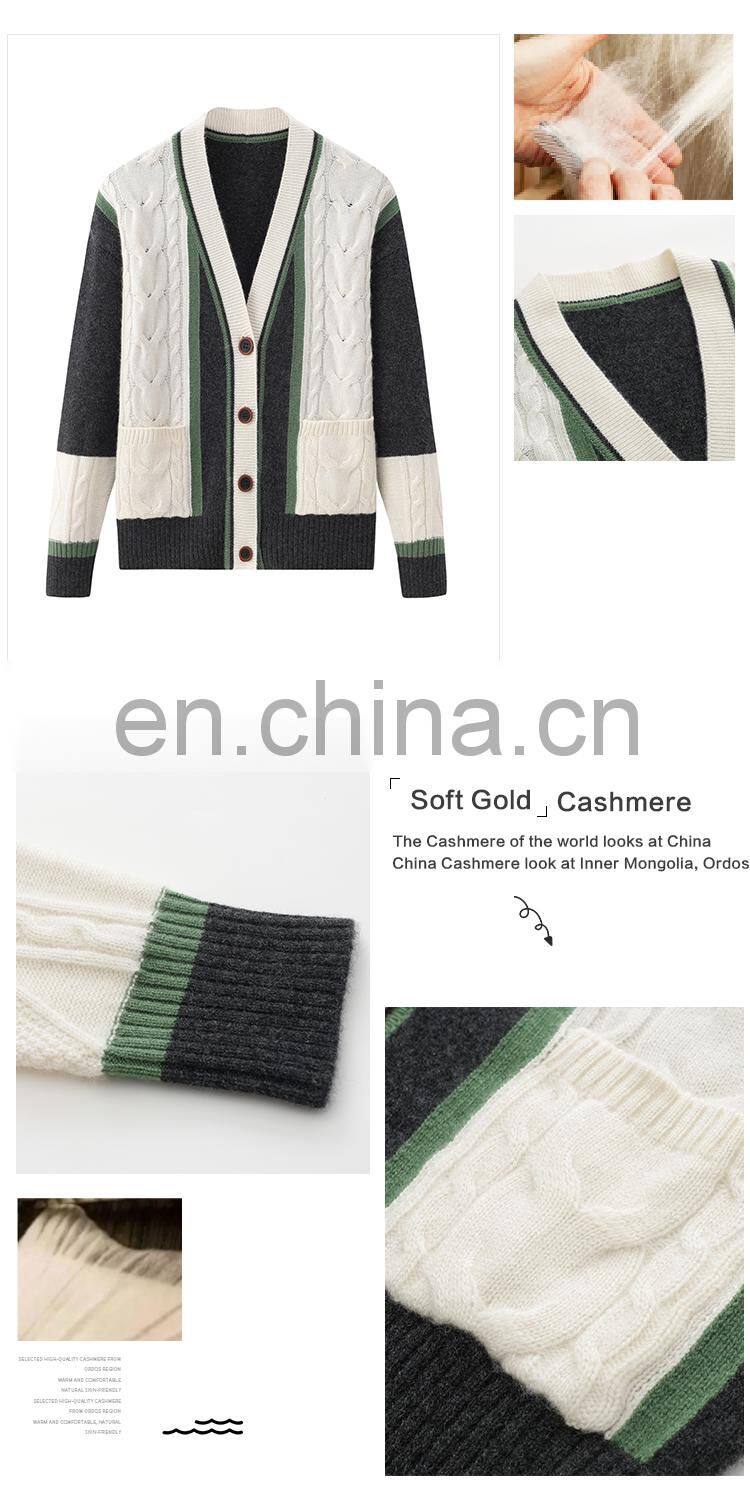 Women's Customized V-Neck Cardigan Wholesale Casual Solid Pattern Chunky Knit Button Winter Cashmere Sweater