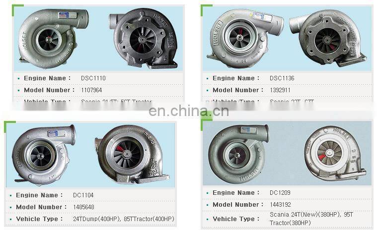 best price ! turbo charger for scania truck turbocharger 1107964 1392911 1485648 1443192 supercharger from china