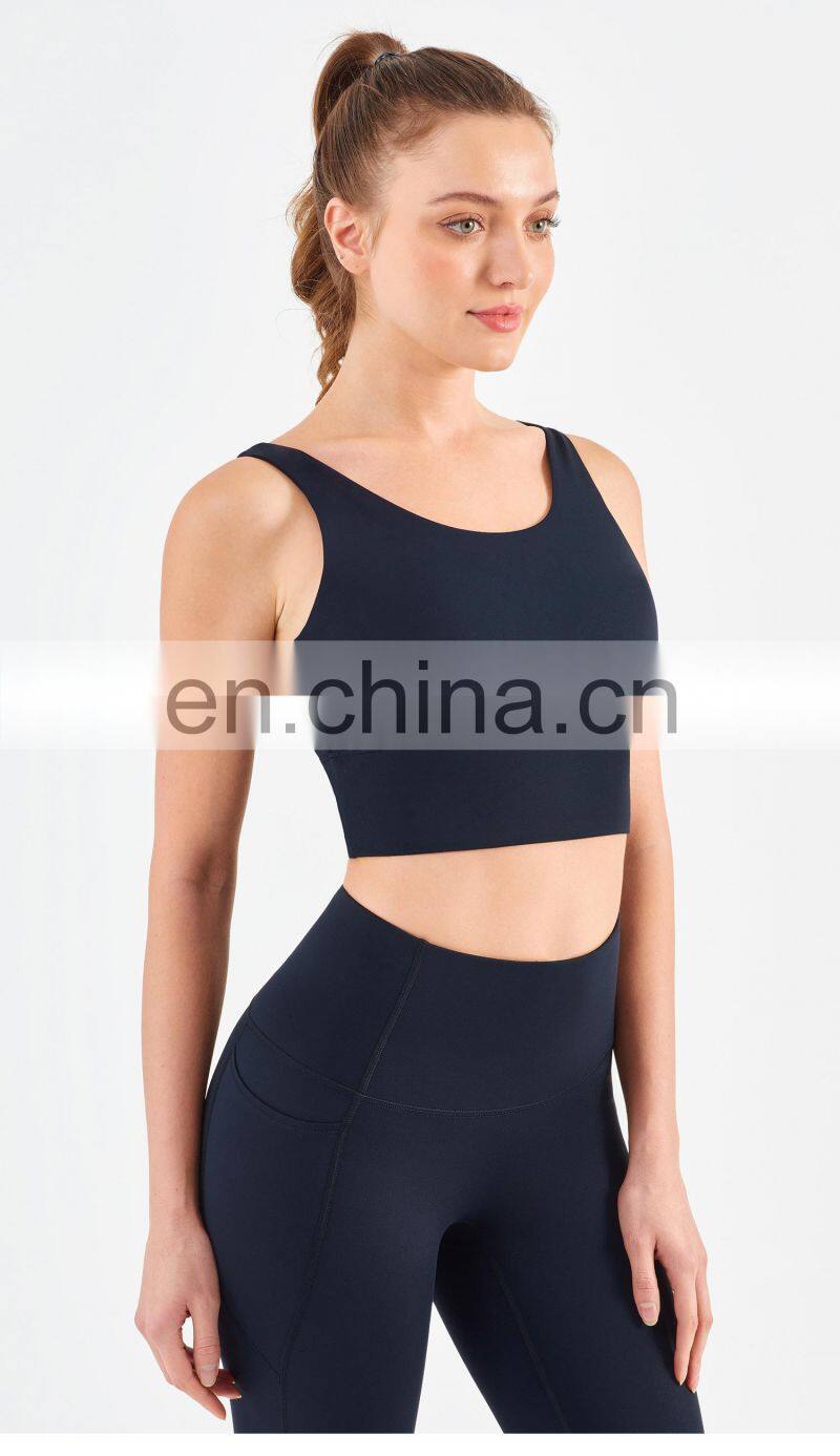 Tik Tok Women V Shaped Open Back High Elastic Yoga Bras Gym Running Workout Tank Tops