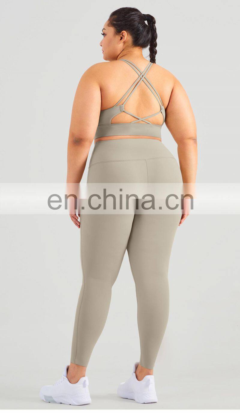 Hot Selling Lycra High Impact Sports Bra Plus Size Yoga Fitness Crop Top Cross Hollow Back
