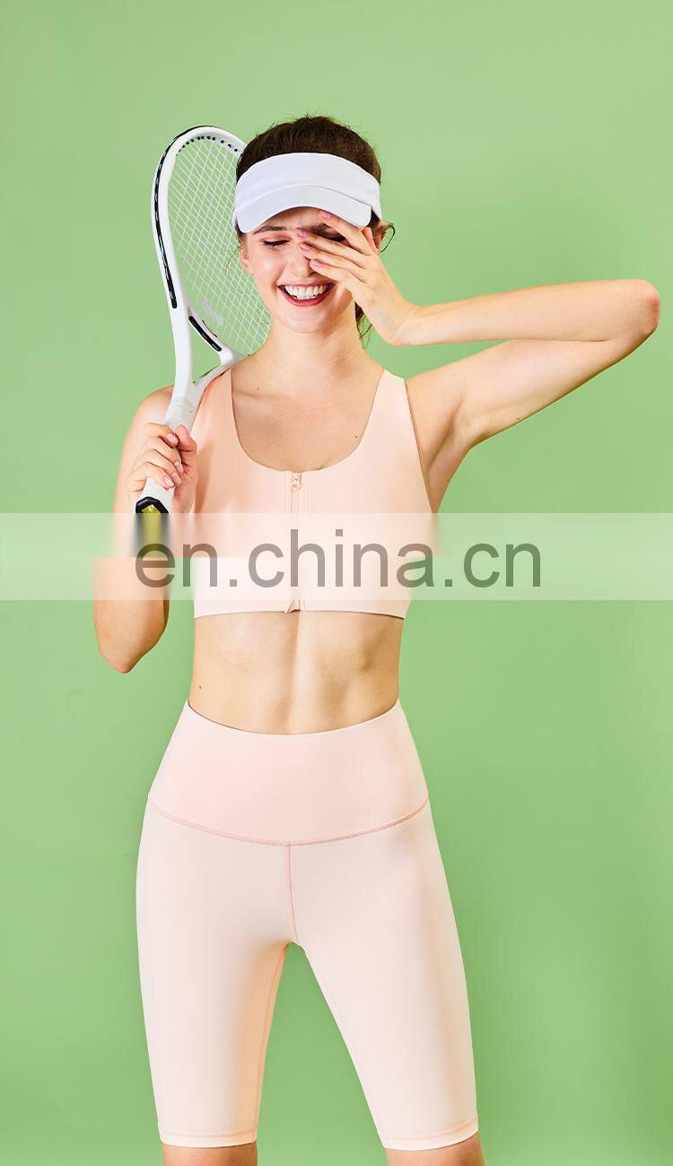 New Customized Front Zipper Shockproof Sports Bras Workout Fitness Yoga Tops