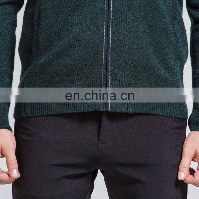Men's Casual Merino Wool Cardigan Sweater Long Sleeve Jacquard Knitted Jacket with Crew Neck and Zipper Winter Season Wear