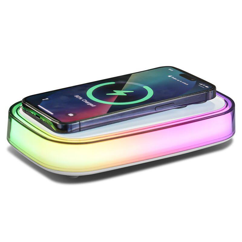 Portable RGB Wireless Smart Charger for iPhone 13/14/15 Watch Power Bank Mobile Phone Microphone with Light Colorful