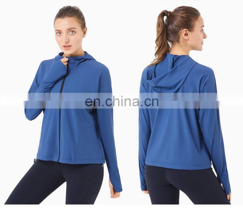 ECO Womens Sports Running Yoga Jacket Full Zip Track Turtleneck Gym Workout Top
