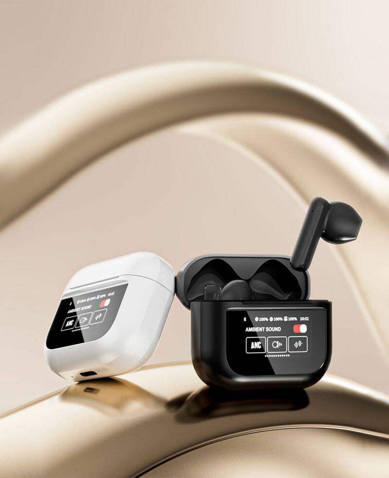 ANC ENC Earbuds With LCD Colorful Touch Screen TWS Wireless Stereo Type-C Headphones