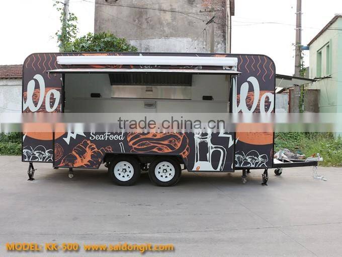 Mobile Fast Food Car Big Wheels Outdoor Food Cart Catering