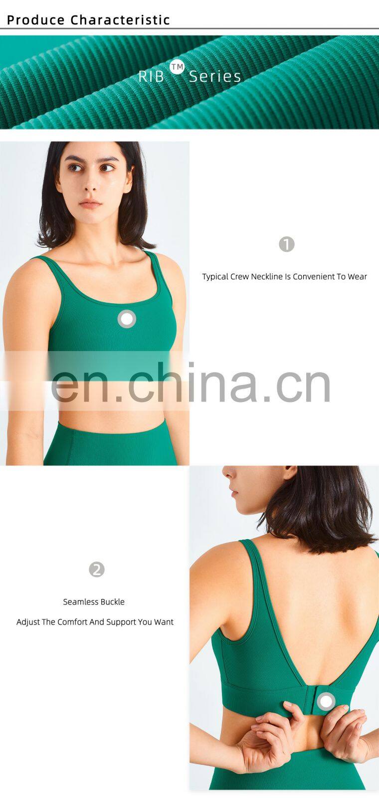 Custom Rib Adjustable Buckle Sports Bras Backless Gym High Impact Yoga Top
