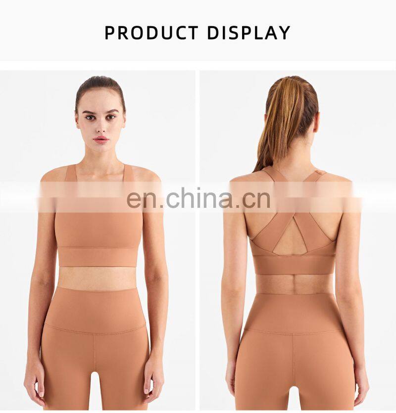 Designer Wholesale 2022 High Support Sport Bra Hollow Cross Back Sport Top Sports Bra Women