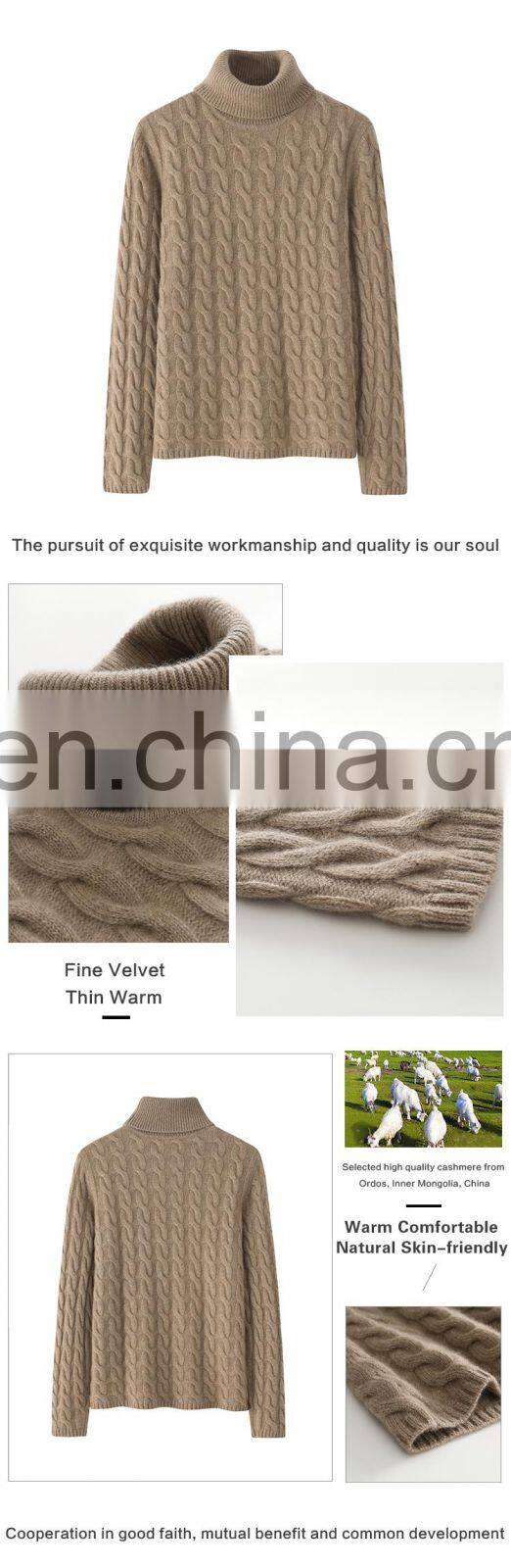 Autumn Winter Ladies' 100% Pure Cashmere Turtleneck Sweater Thick Knitwear Casual Style Solid Pattern Front Warm Comfortable