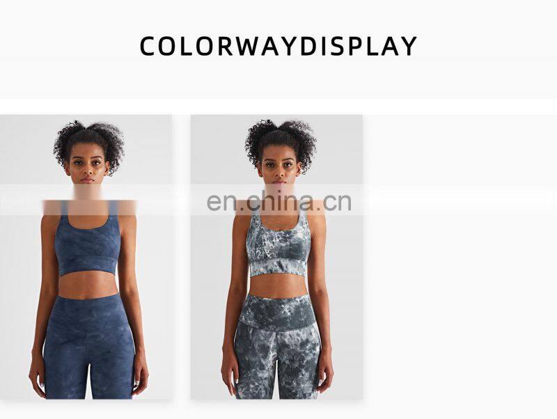 Wholesale Plus Size Women Tie Dye Sport Bra Top Fitness Shockproof Workout Wear