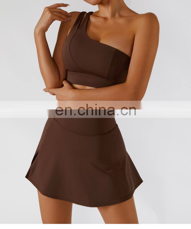 One Shoulder Sexy Workout Sports Bras Wholesale Recyclable High Impact Yoga Crop Tops