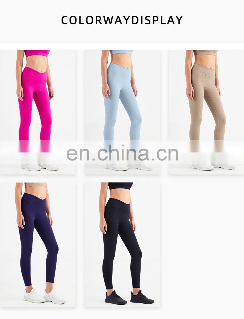 Crossover Waist Leggings Woman Scrunch Butt High Rise Fitness Yoga Pants Leggings Pitaya