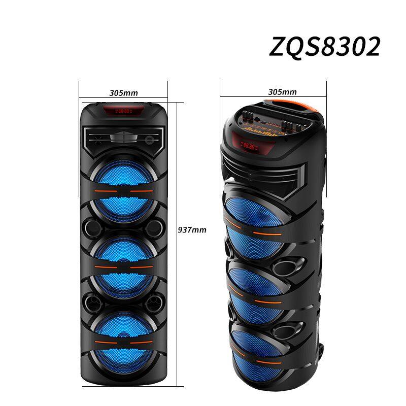 ZQS8302 Karaoke subwoofer 40W power 8*3 inch speaker wireless with mic loudspeaker for outdoor