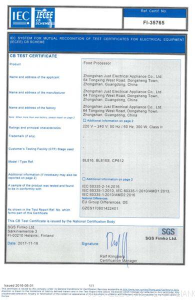 CB TEST CERTIFICATE
