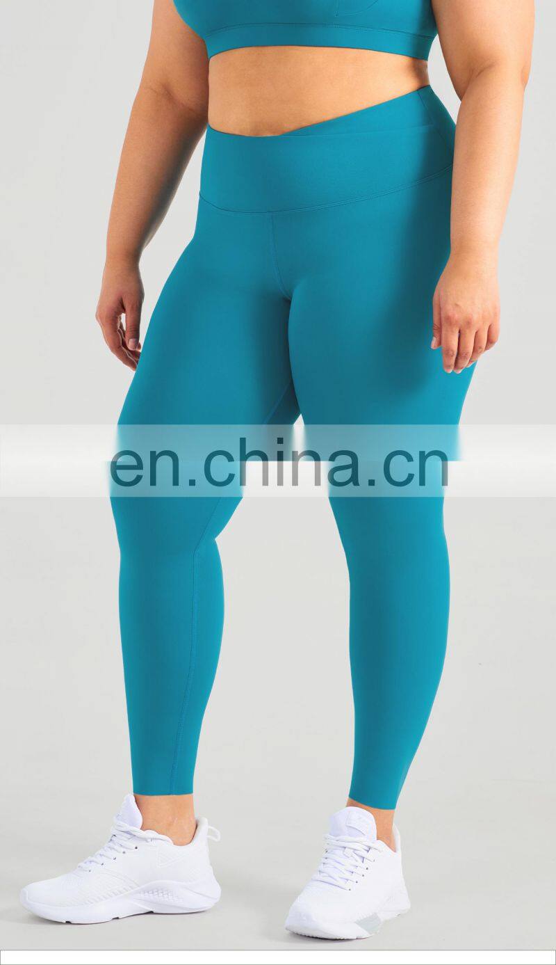 New Arrival Half Cross Waist Yoga Leggings With Seamless Leg Opening Gym Sports Pants
