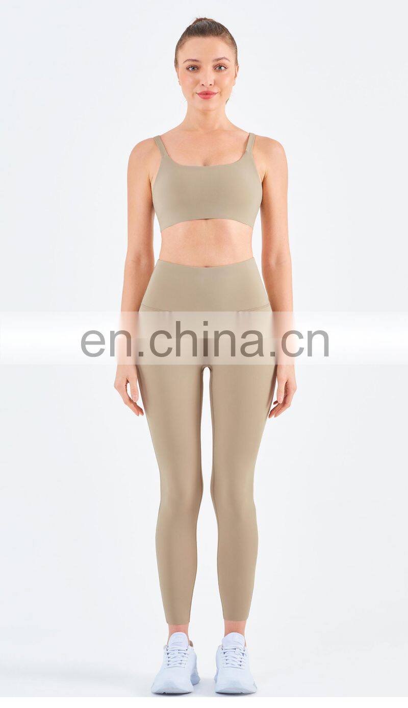 2023 Women's Sports Fitness Yoga Sets Invisible Elastic Hem Bra High Waist Legging Suits