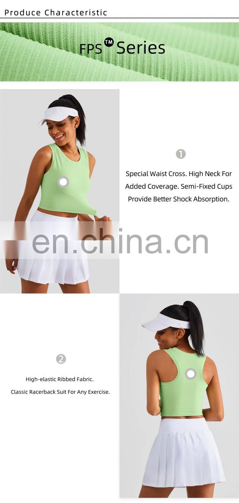 Ribbed Semi Fixed Cups Sports Bras Women Hot Sales High Impact Yoga Crop Tank Tops