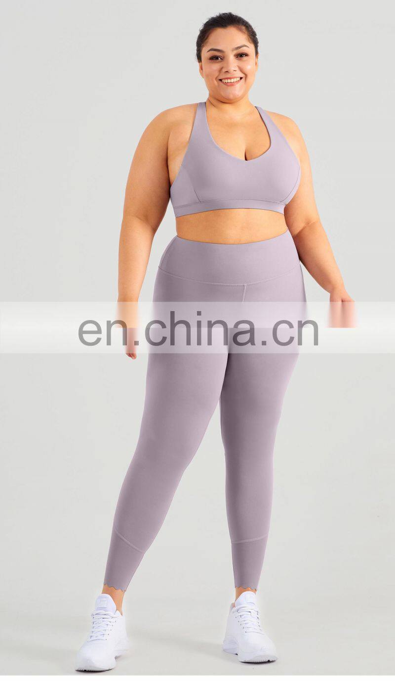 Custom Women High Impact Sports Bras With Racer Back Plus Size Workout V Neck Gym Top