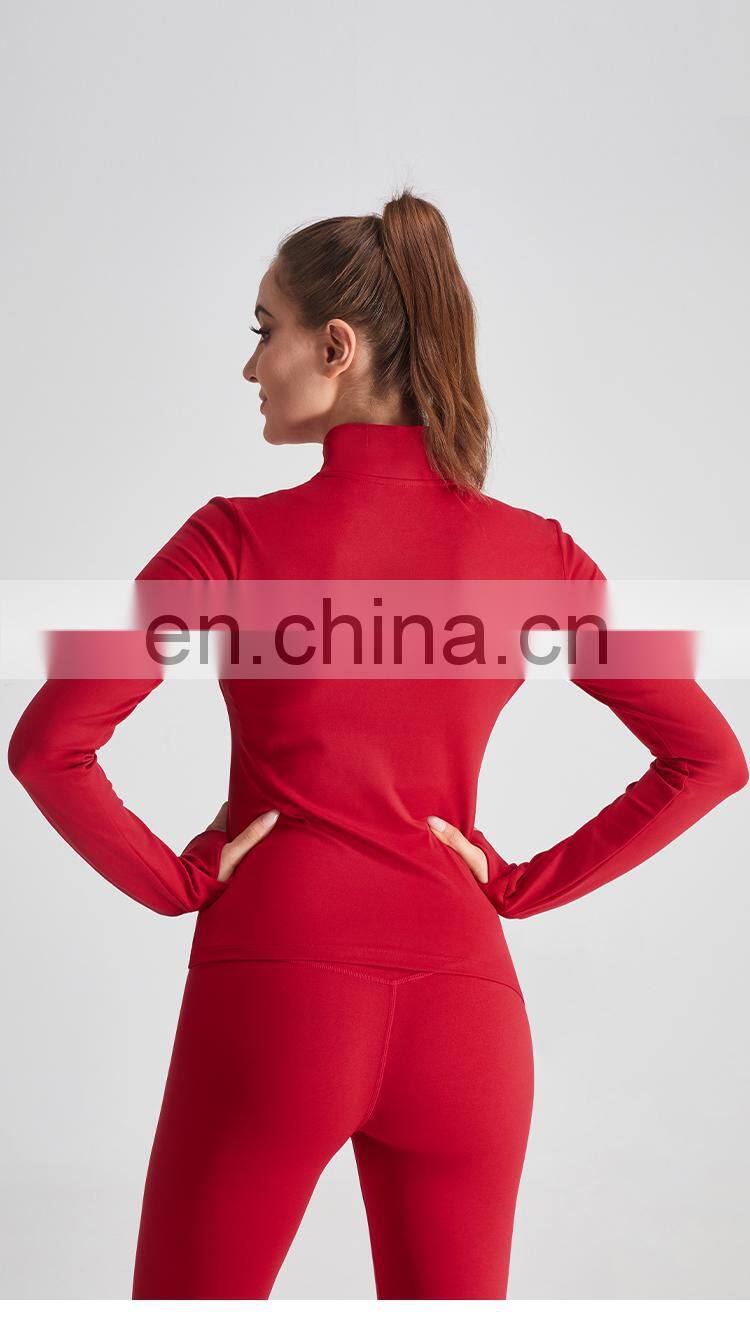 Christmas 2022 Custom Logo Sport Wear Thumb Holes Gym Jacket Women Long Sleeve